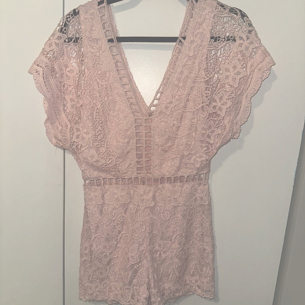 Pink Lace Romper